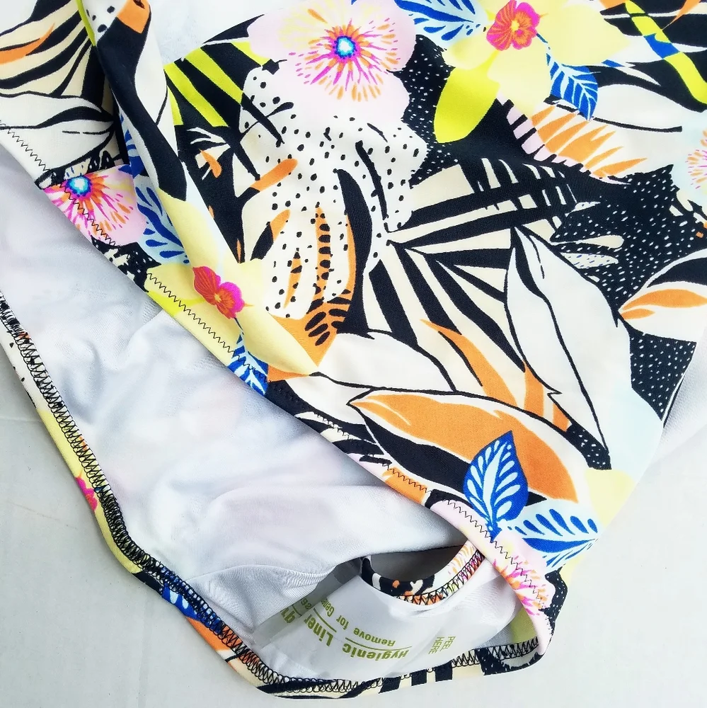 Old Navy One-Shoulder Side-Cutout One-Piece Tropical Print Swimsuit Size XL - Picture 7 of 10